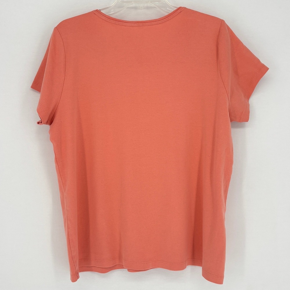 St Johns Bay Coral Orange Essential Tee Cotton Short Sleeve Plus 1X Casual - Picture 2 of 3